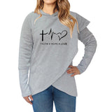 Plus Minus Co Autumn Winter Women Hoodies Sweatshirts Casual Plus Size Faith Printed Hooded Sweatshirt, view 3
