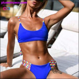 Plus Minus Co Bandage Bikini Sexy Women Swimsuit Solid Female, view 4