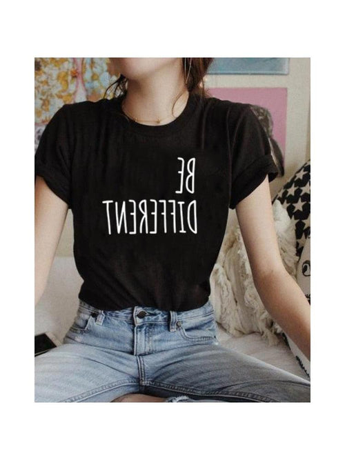 Plus Minus Co Be Different Tshirts Funny Quote T Shirt Summer Fashion Hipster Slogan Tees Women Casual T-shirts Camisetas Summer Quote Shirt