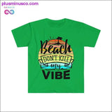 Plus Minus Co Beach Dont Kill My Vibe Retro Sunset Funny Summer T-Shirt, view 5