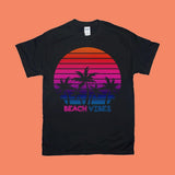 Plus Minus Co Beach Vibes | Palm Tress | Retro Sunset T-Shirts, Island Life T-Shirt | Summer Shirt | Vacation Shirt, Adventure Spring , Spring Break Gift, view 3