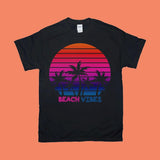 Plus Minus Co Beach Vibes | Palm Tress | Retro Sunset T-Shirts, Island Life T-Shirt | Summer Shirt | Vacation Shirt, Adventure Spring , Spring Break Gift, view 3