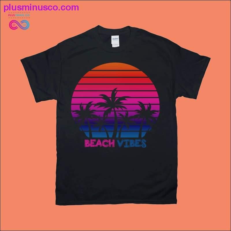Plus Minus Co Beach Vibes | Palm Tress | Retro Sunset T-Shirts