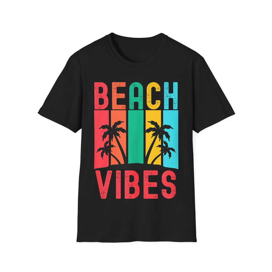 Plus Minus Co Beach Vibes Retro Vintage Sunset Palm Trees Summer Tank Top T-shirt