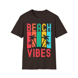 Plus Minus Co Beach Vibes Retro Vintage Sunset Palm Trees Summer Tank Top T-shirt, view 3