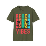 Plus Minus Co Beach Vibes Retro Vintage Sunset Palm Trees Summer Tank Top T-shirt, view 6