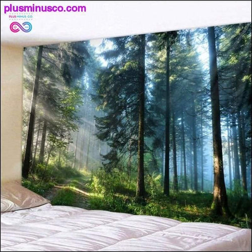 Plus Minus Co Beautiful Natural Forest Printed Large Wall Tapestry Cheap