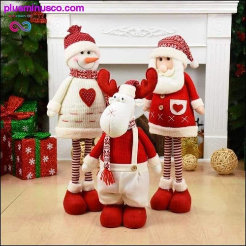 Plus Minus Co Big Size Retractable Christmas Dolls, Santa Claus, Snowman and Elk Figurines