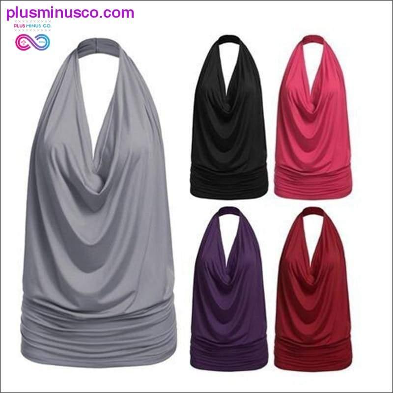 Plus Minus Co Backless Tops Sexy Sleeveless Hanging Neck T Blouse For