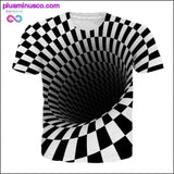 Plus Minus Co Black And White Vertigo Hypnotic Printing T Shirt Unisex, view 2