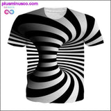Plus Minus Co Black And White Vertigo Hypnotic Printing T Shirt Unisex, view 3