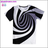 Plus Minus Co Black And White Vertigo Hypnotic Printing T Shirt Unisex, view 6