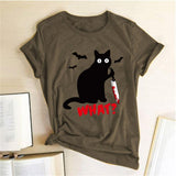 Plus Minus Co Black Cat What Tshirt Murderous Cat Knife Women Funny, view 4