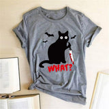Plus Minus Co Black Cat What Tshirt Murderous Cat Knife Women Funny, view 5