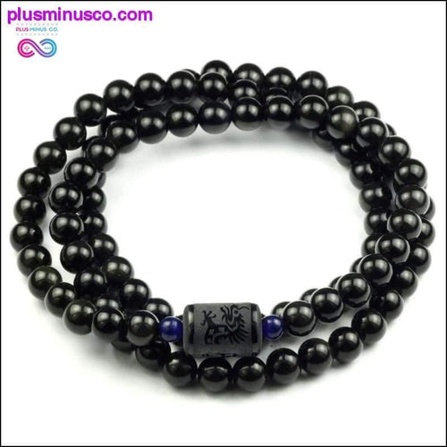 Plus Minus Co Black Rainbow Obsidian Natural Stone Multi-layer Beads