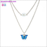 Plus Minus Co Blue Butterfly Pendant Necklace for Women Lovely Harajuku, view 3