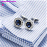 Plus Minus Co Blue Crystal Cone Cufflinks Men Classic Brand Blue Prismatic, view 2