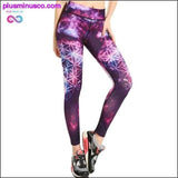 Plus Minus Co Blue Green Weed Leaf Prints Elastic Slim Fitness Workout, view 2