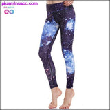Plus Minus Co Blue Green Weed Leaf Prints Elastic Slim Fitness Workout, view 3