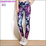 Plus Minus Co Blue Green Weed Leaf Prints Elastic Slim Fitness Workout, view 4