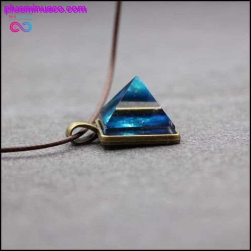 Plus Minus Co Blue Universe and Gold Pyramid Necklace + Glow In The Dark