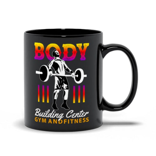 Plus Minus Co Body Building Center Gym And Fitness Black Mugs,Men's Weight Lifting, Athletic T-Shirt, Gym Workout, Fitness Sports