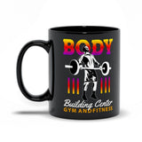 Plus Minus Co Body Building Center Gym And Fitness Black Mugs,Men's Weight Lifting, Athletic T-Shirt, Gym Workout, Fitness Sports, view 4