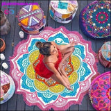 Plus Minus Co Bohemian Mandala Round Beach Tapestry/ Hippie Yoga Mat, view 5