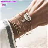 Plus Minus Co Bohemian Shell Map Turtle Bracelet Set, Retro Geometric, view 5