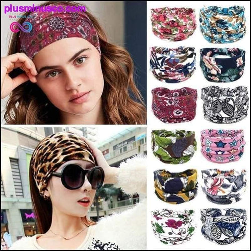 Plus Minus Co Bohemian Wide Cotton Stretch Headbands Women Headwrap Turban