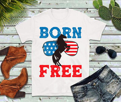 Plus Minus Co Born Free | Horse | Sunglasses | American Flag T-Shirts,patriotic american, 2nd amendment, July 4th Celebration
