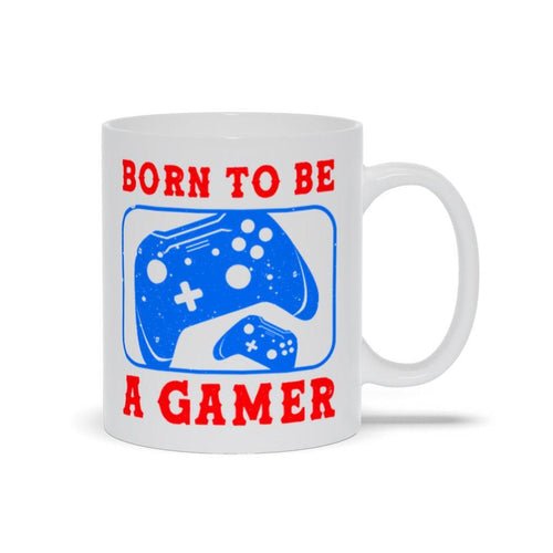 Plus Minus Co Born To Be A Gamer White Mugs,Video Game mug, Online Gamer Gift, Game Controller, Video Game Lover, Boys Teens Gaming,