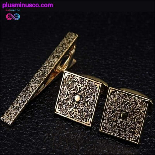Plus Minus Co Brand necktie tie clips & cufflinks set Men Wedding Tie Bar