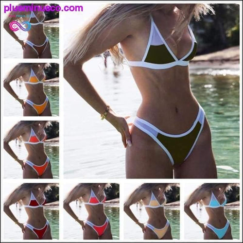 Plus Minus Co Brazilian Bikini Women Solid Swimwear Micro Swimsuit Mini