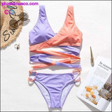 Plus Minus Co Brazilian Neon Bandage Push-Up High Cut Swimsuit, view 2
