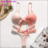 Plus Minus Co Brazilian Neon Bandage Push-Up High Cut Swimsuit, view 5