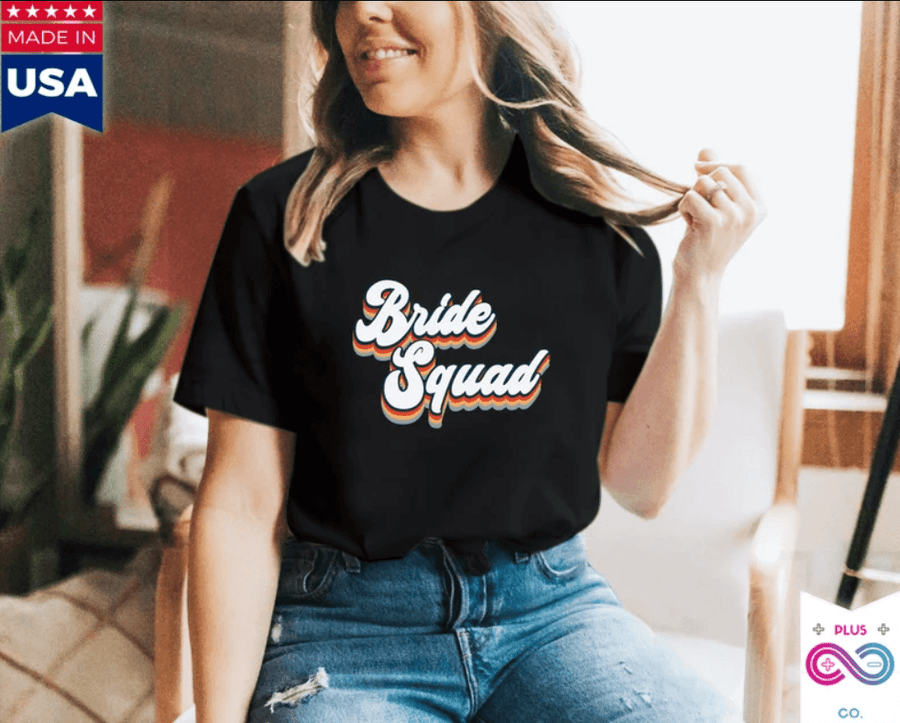 Plus Minus Co Bride Squad | Retro | Bachelorette Shirts Bride Squad Bridesmaid, Bachelorette Party , Bride, Bridesmaid Gift Wedding Party Gift Bridesmaid