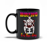 Plus Minus Co Bring On The Day Black Mugs,Men's Weight Lifting, Athletic T-Shirt, Gym Workout, Fitness Sports, view 4