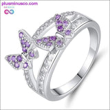 Plus Minus Co Butterfly Shining Crystal Zircon Ring for Women Princess, view 2