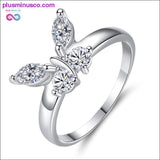 Plus Minus Co Butterfly Shining Crystal Zircon Ring for Women Princess, view 3