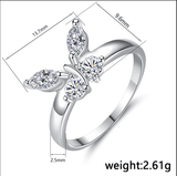 Plus Minus Co Butterfly Shining Crystal Zircon Ring for Women Princess, view 4