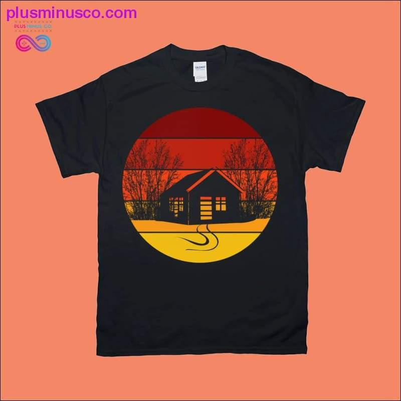 Plus Minus Co Cabin in Woods | Retro Sunset T-Shirts