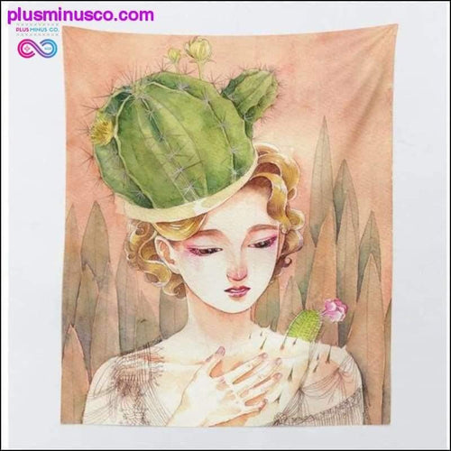Plus Minus Co Cactus Watercolor Hanging Wall Tapestries Mandala Bohemian