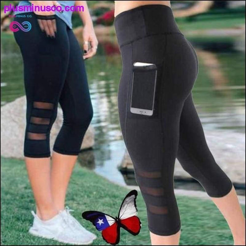 Plus Minus Co Calf-length Sport Pants Phone Pocket leggings Women Fitness