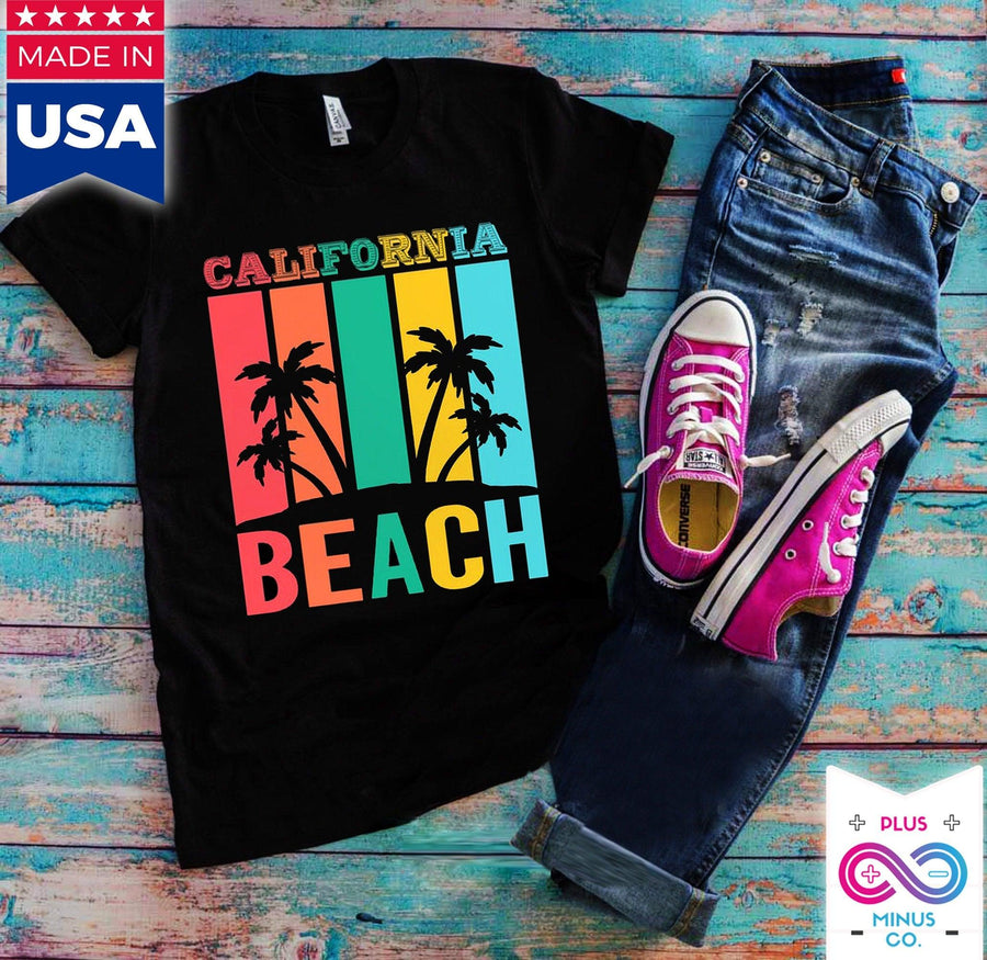 Plus Minus Co California Beach | Retro T-Shirts,Island Life T-Shirt | Summer Shirt | Vacation Shirt