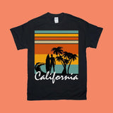 Plus Minus Co California | Retro Sunset,California Sunset,California Shirt,California Gifts,Retro Sunshine,Graphic Shirt,TraveL Gifts,California State Tee, view 2