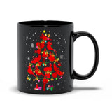 Plus Minus Co Cardinal Bird Christmas Tree Black Mugs, Red Cardinal Birds Coffee Mug Tea Cup, Christmas Holiday Mug, view 2