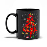 Plus Minus Co Cardinal Bird Christmas Tree Black Mugs, Red Cardinal Birds Coffee Mug Tea Cup, Christmas Holiday Mug, view 5