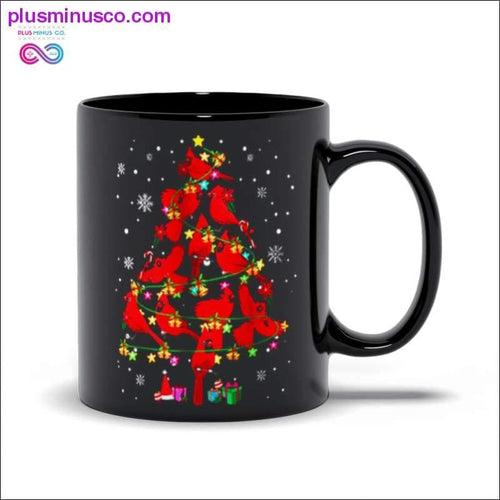 Plus Minus Co Cardinal Bird Christmas Tree Black Mugs