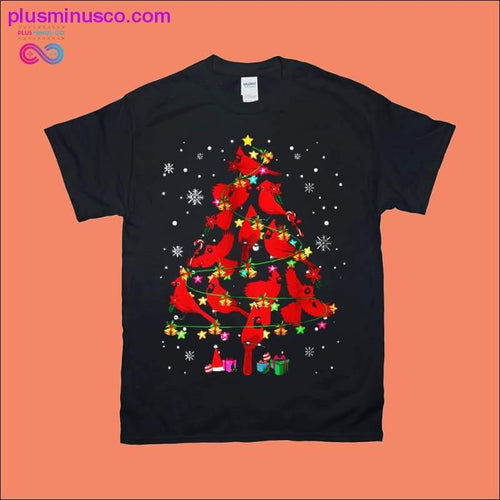 Plus Minus Co Cardinal Bird Christmas Tree T-Shirts